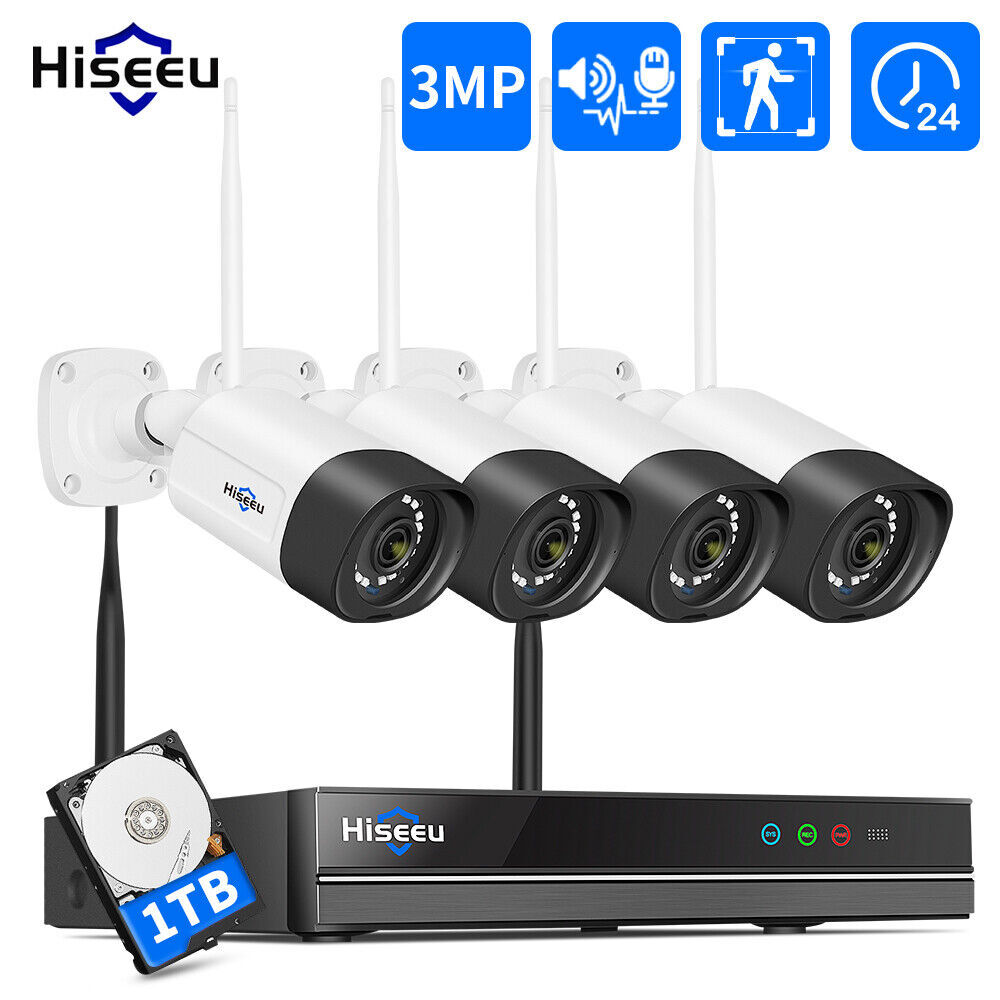 Hiseeu 5MP WIFI 8CH IP 2K NVR Outdoor Wireless Security Camera System CCTV Audio