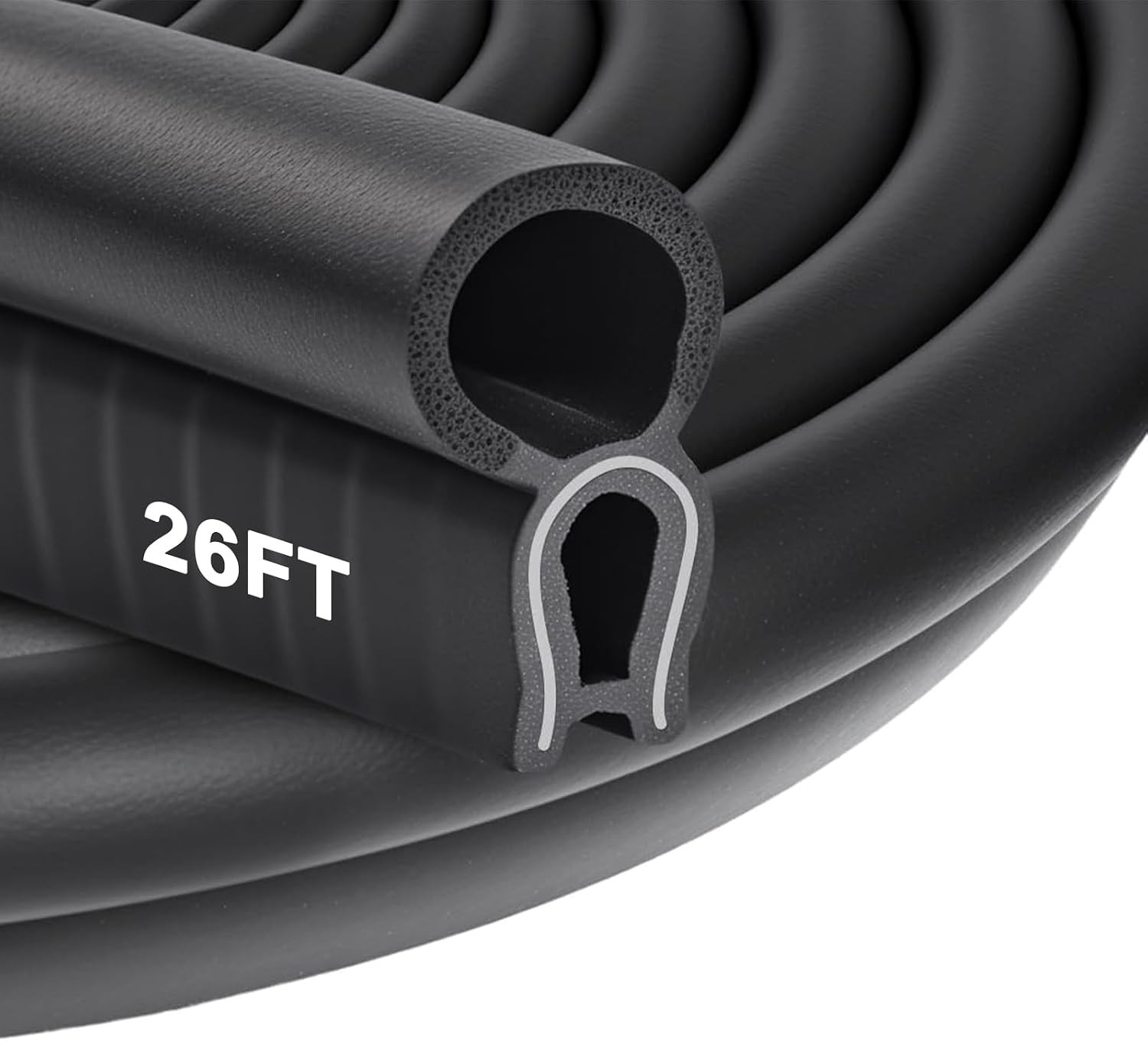 Automotive Weather Stripping 26FT - EPDM Rubber Edge Trim Car Door Seal Strip Automotive Weather Stripping 26FT - EPDM Rubber Edge Trim Car Door Seal Strip