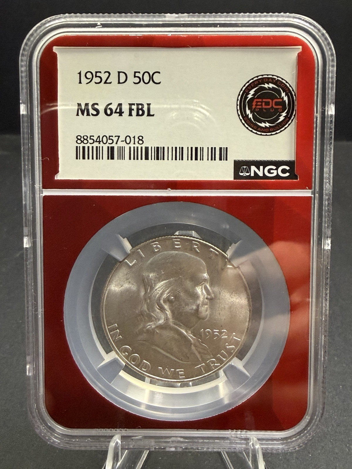 1952 D Franklin Half Dollar 50C 90% Silver NGC MS64 FBL