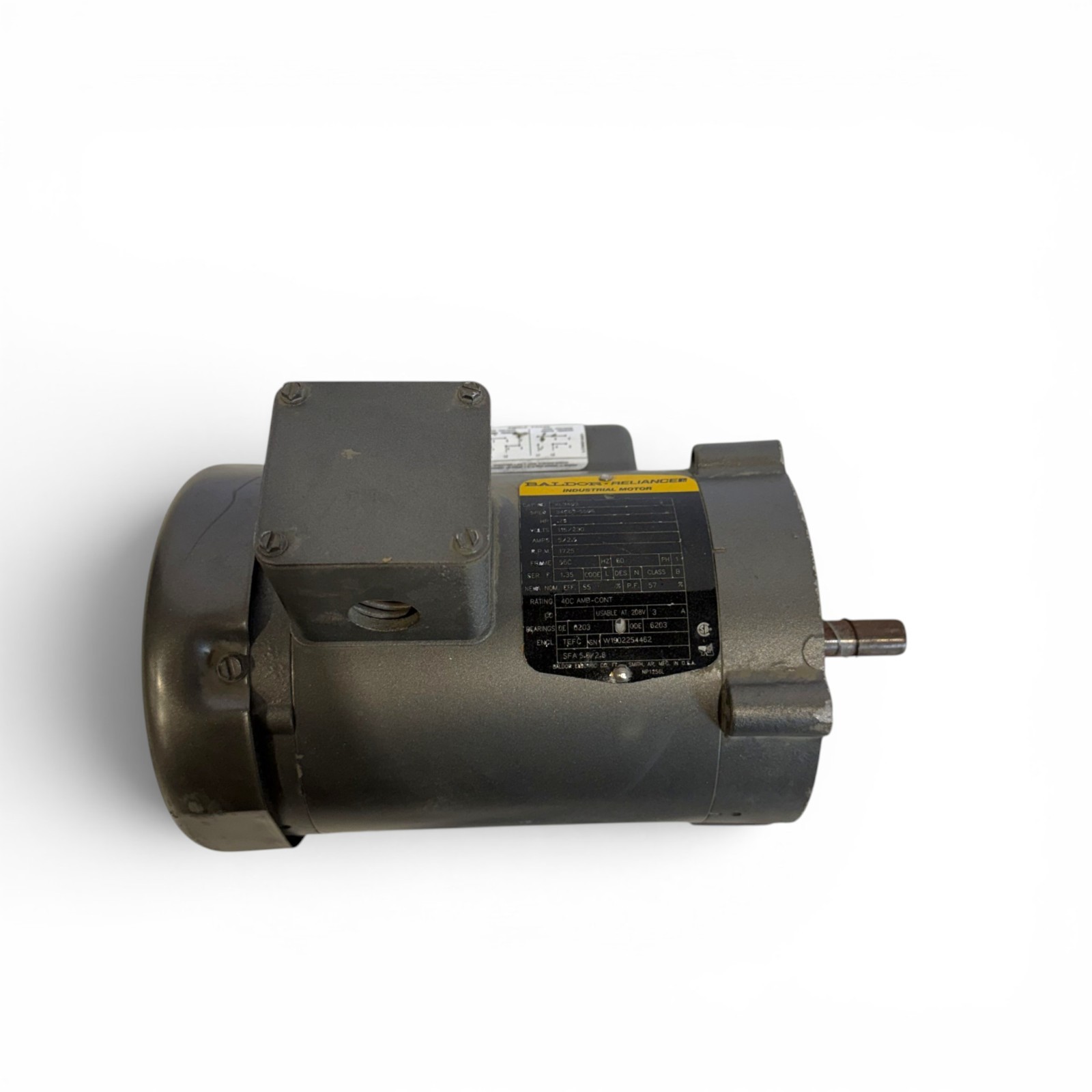 Baldor Reliance KL3403 Industrial Motor 0.25 HP 1725 RPM 56C Frame 115/230V TEFC