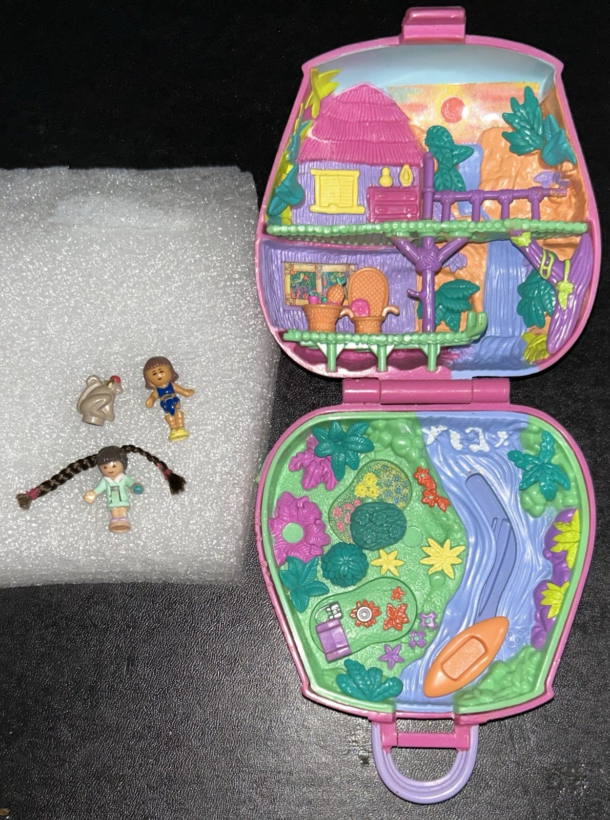 Polly Pocket 1996 Bluebird Polly Pocket Jungle Adventure Backpack + 3 Figures