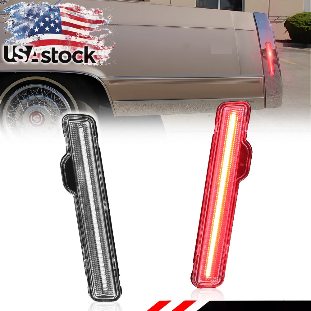 Clear Red LED Rear Side Marker Lights For 1990-1992 Cadillac Fleetwood Brougham