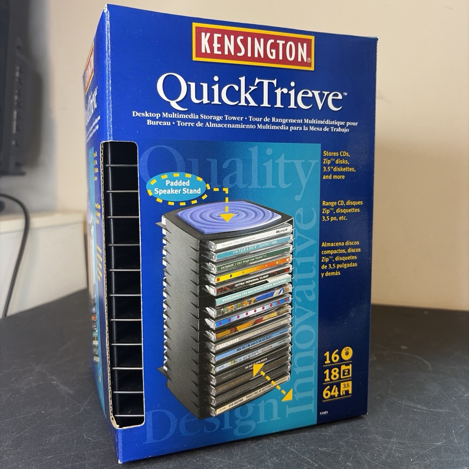 Kensington QuickTrieve Stackable Modular CD Storage Tower 16 Disk - BLACK - NIB Kensington QuickTrieve Stackable Modular CD Storage Tower 16 Disk - BLACK - NIB