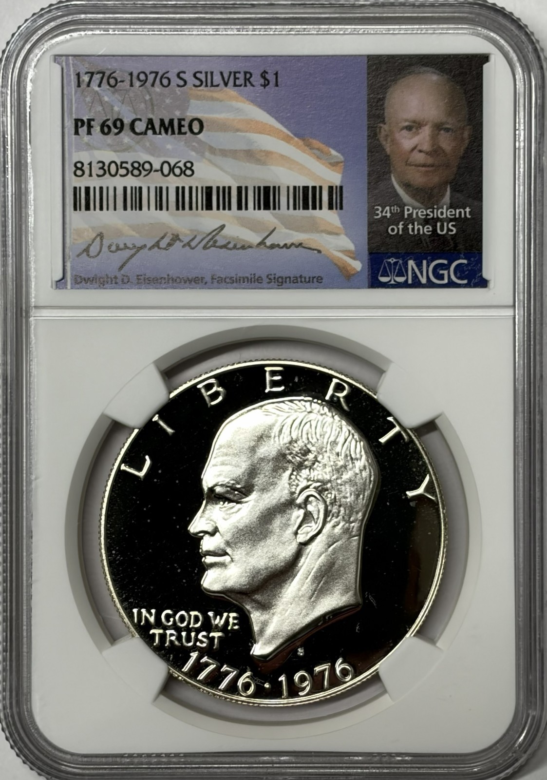 1776 -1976 S NGC PF69 Cameo Proof Silver Eisenhower Dollar Bicentennial