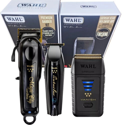 NEW Wahl Cordless Black Magic Clip Clipper Detailer Trimmer Vanish Shaver SET NEW Wahl Cordless Black Magic Clip Clipper Detailer Trimmer Vanish Shaver SET