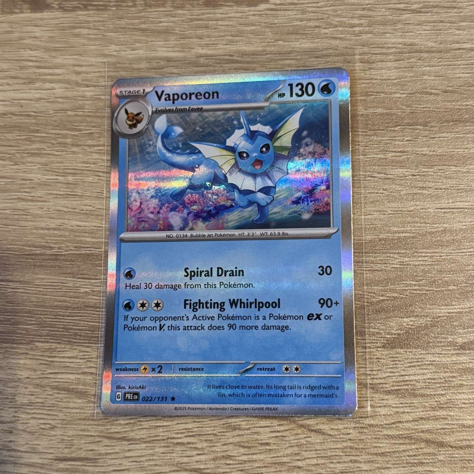 Pokémon Card Vaporeon 022/131 Holo Rare Scarlet & Violet 2023 NM-Mint Pokémon Card Vaporeon 022/131 Holo Rare Scarlet & Violet 2023 NM-Mint