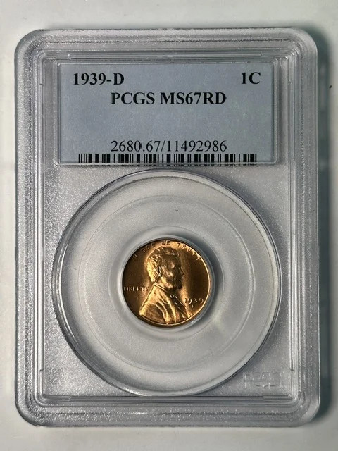 1939-D Small Cents Lincoln Penny PCGS MS-67 RD