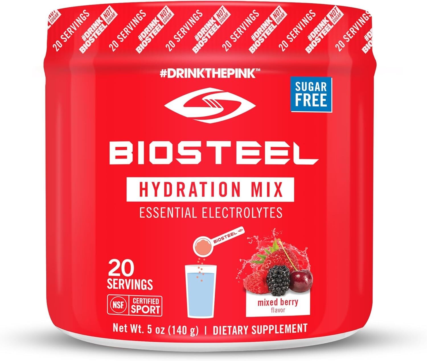 Biosteel Zero Sugar Hydration Mix- Mixed Berry Flavor- 20 Servings-2 Pack Bundle