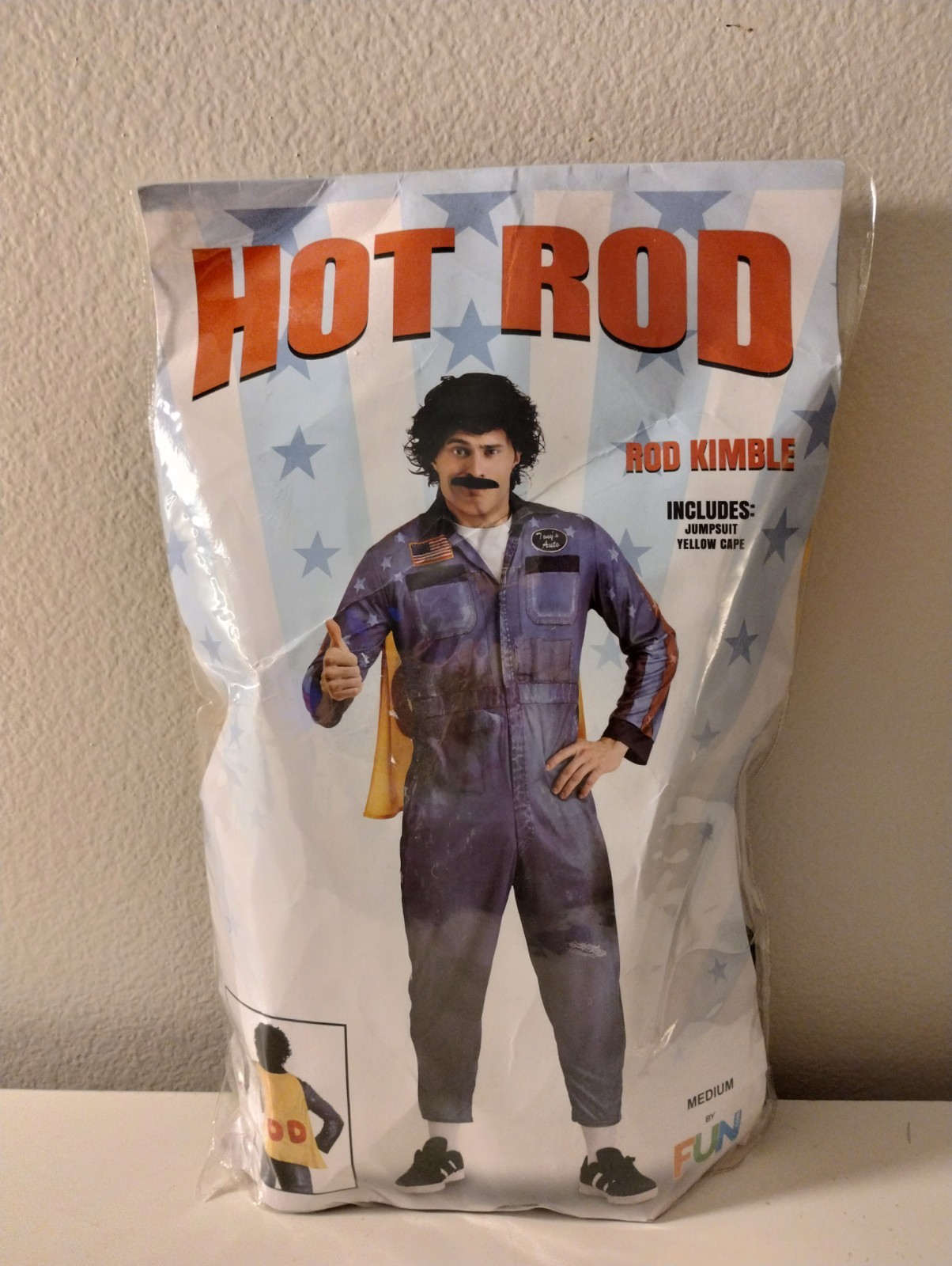 Hot Rod Rod Kimble Costume Jumpsuit and Yellow Cape Mens Size Medium EUC
