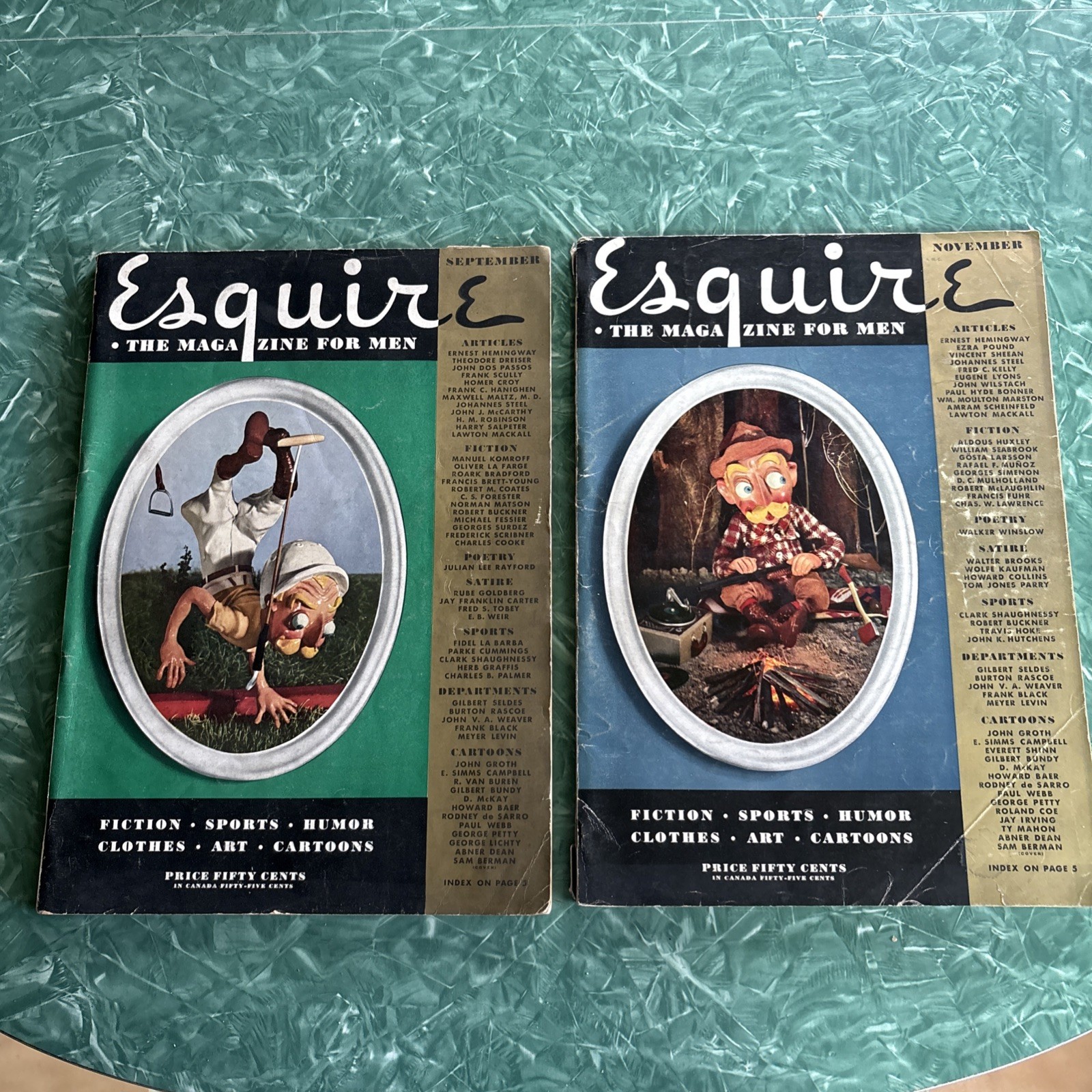 VINTAGE ESQUIRE MAGAZINE September & November 1935 Hemingway Ezra Pound fashion 