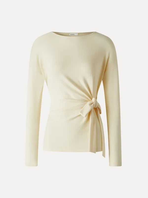 OGL Women\'s Boatneck Long Sleeve Tie-Waist Top - No Import Fees