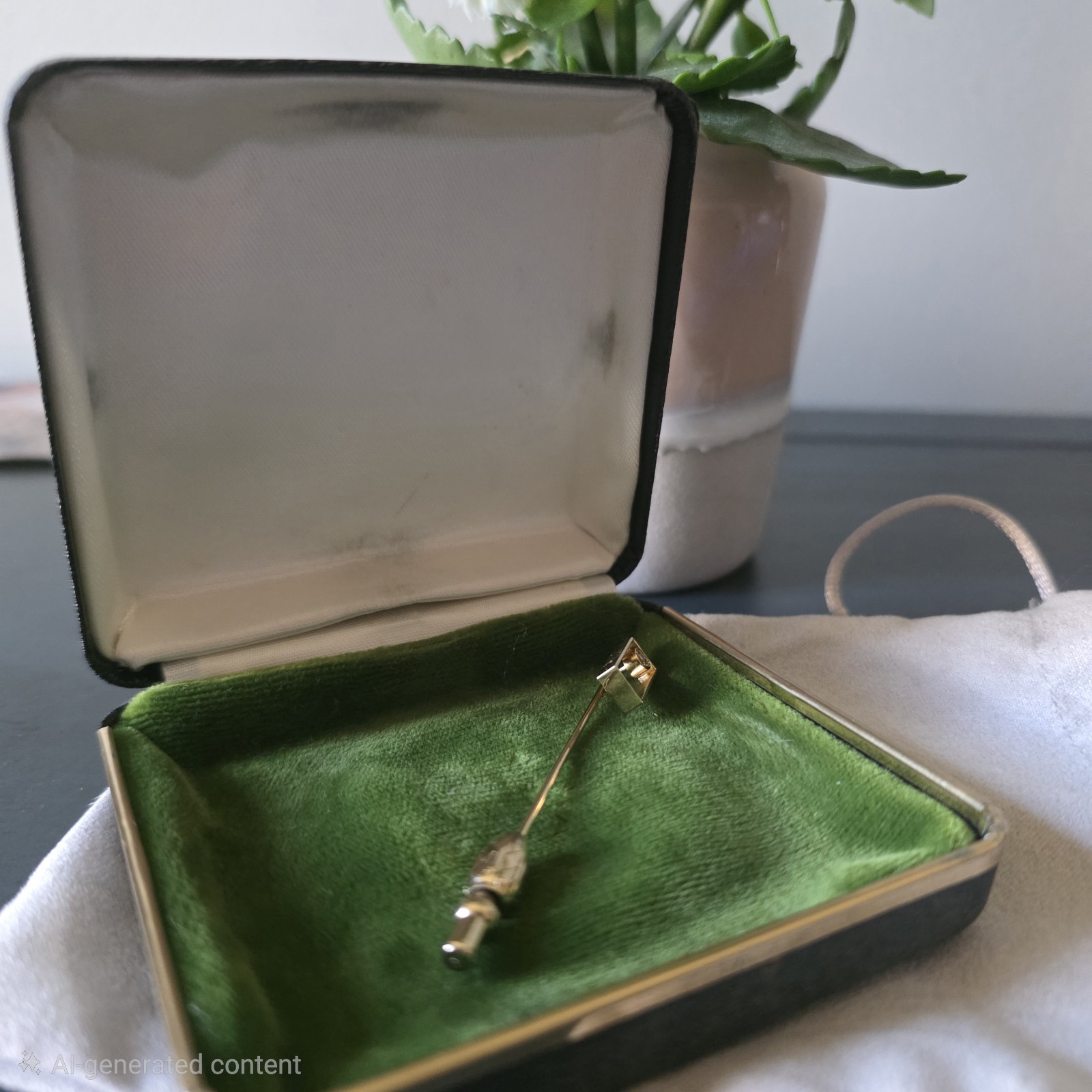 Vintage Anson 12K Gold Filled Stick Pin Clear Stone Geometric Lapel Pin Vintage Anson 12K Gold Filled Stick Pin Clear Stone Geometric Lapel Pin
