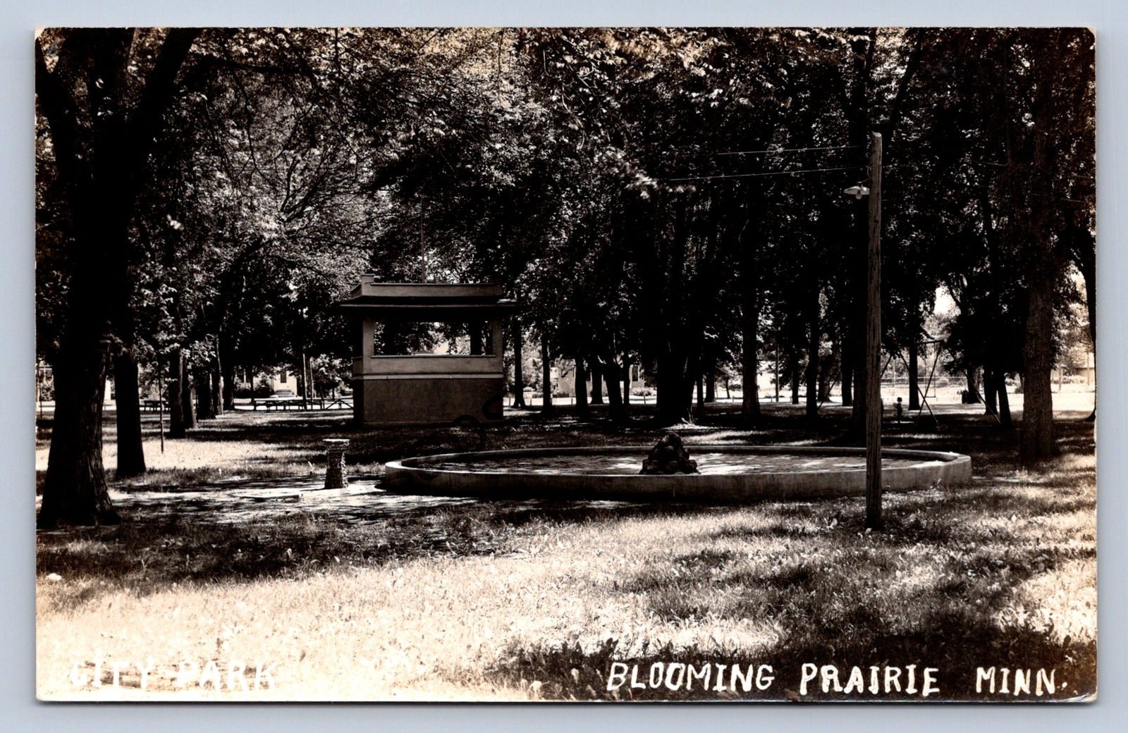 K4/ Blooming Prairie Minnesota RPPC Postcard c1930s City Park 372