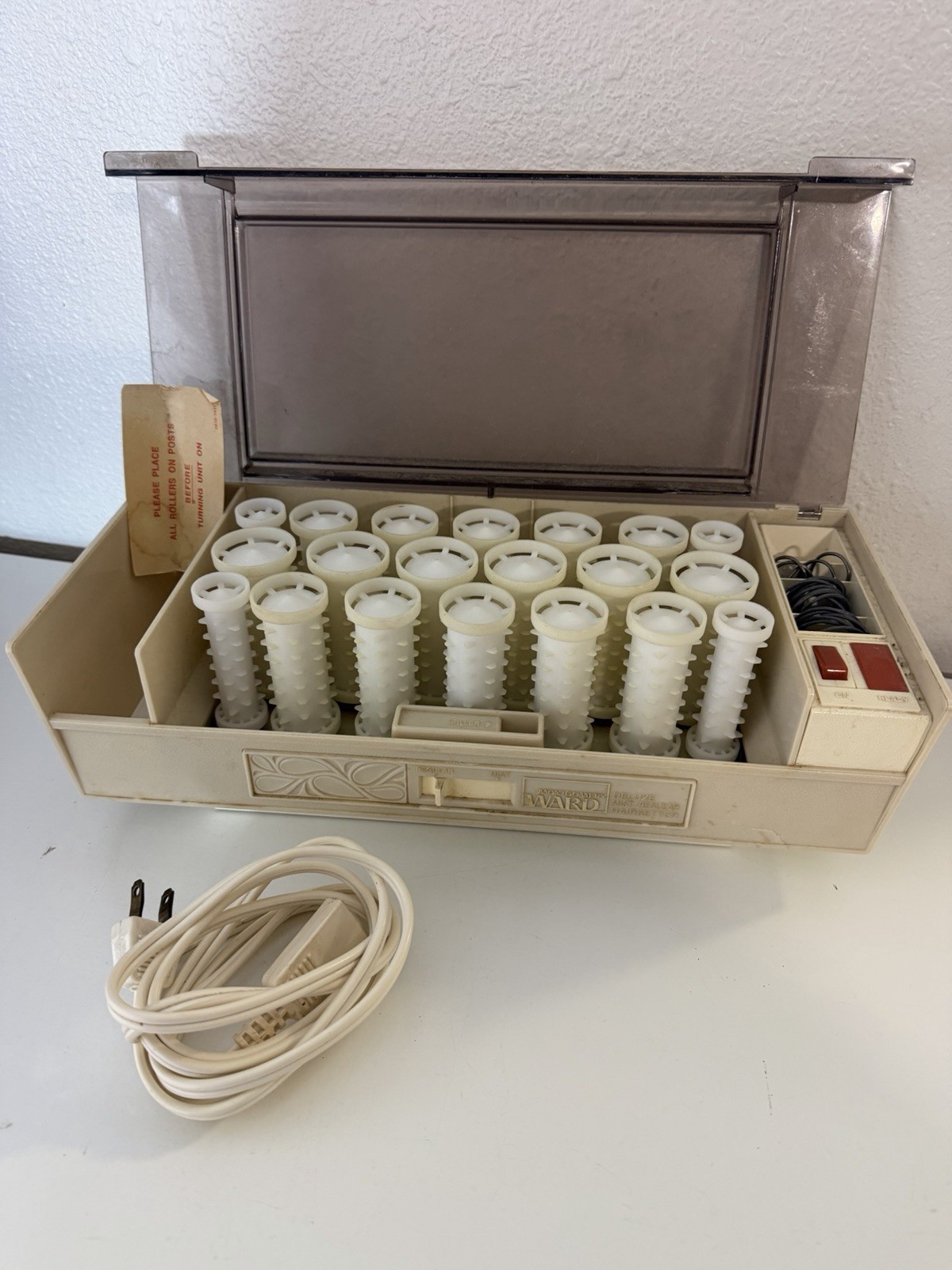 Vintage Montgomery Ward Deluxe Mist Hair setter 20 Hot Roller Set Tested Working