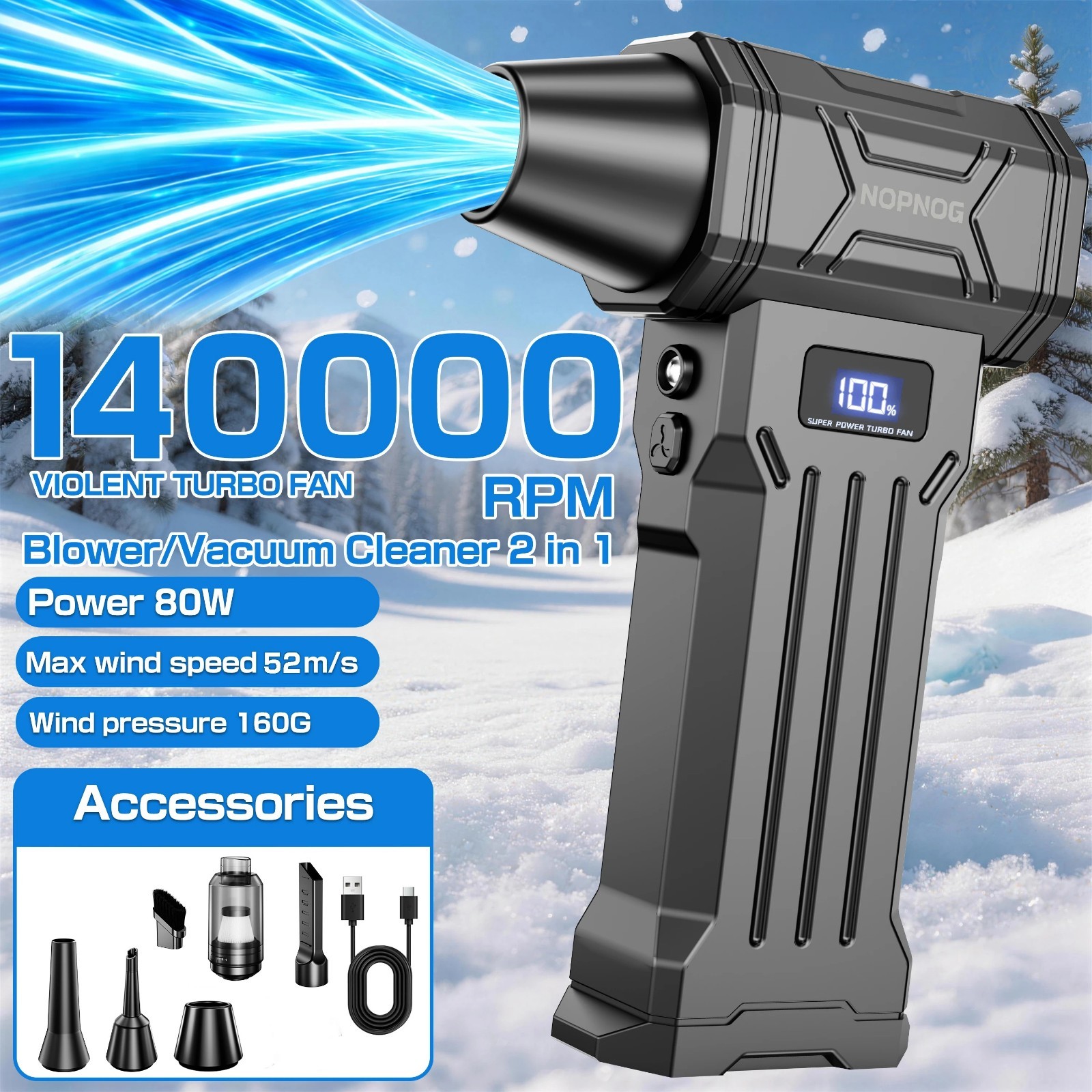 X8 Brushless Turbo Jet Fan 150000RPM Powerful Electric Air Blower Dust Cleaner