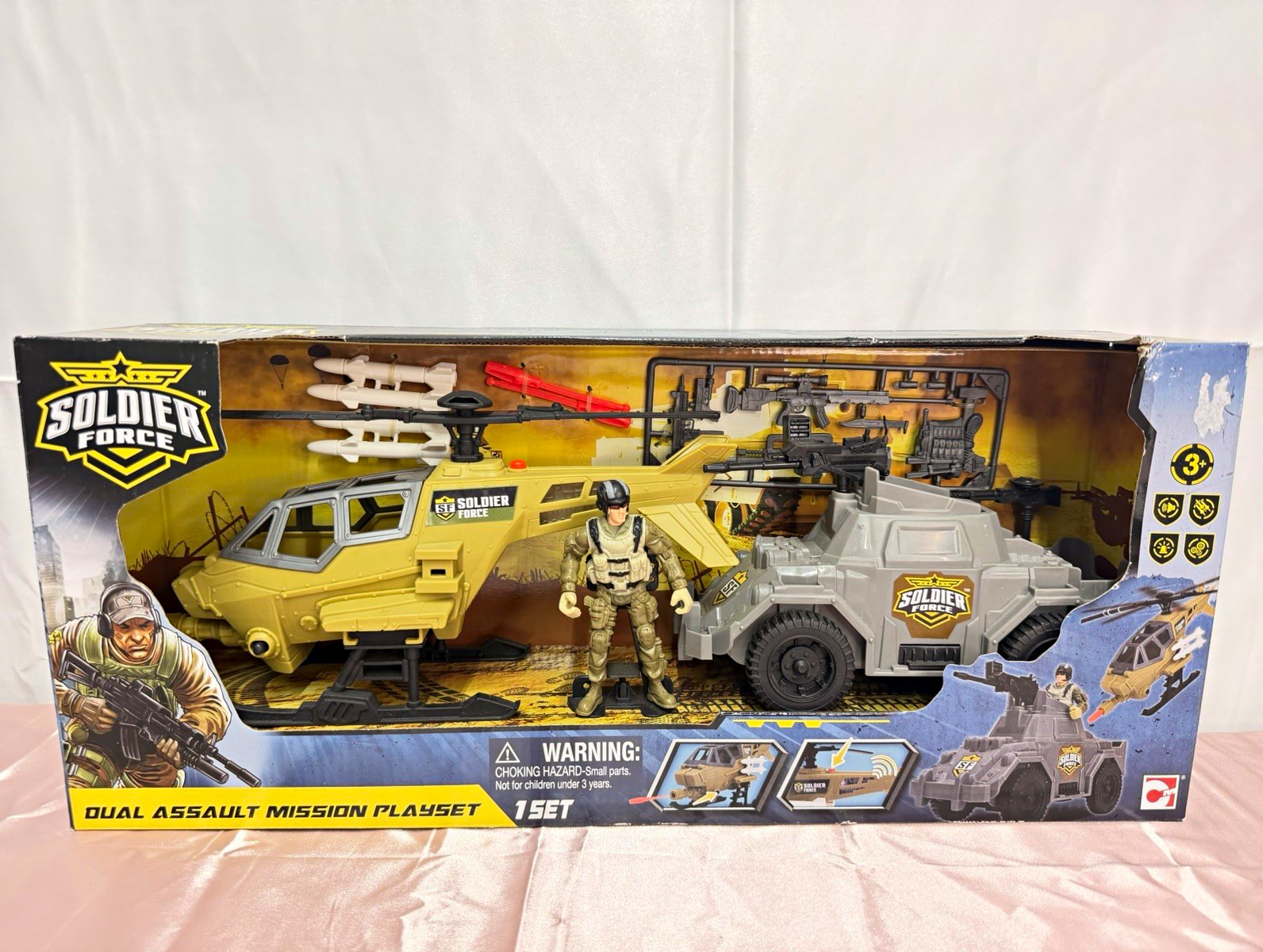 Chap Mei Soldier Force Dual Assault Mission Playset w/ Heli, Vehicle & Figure