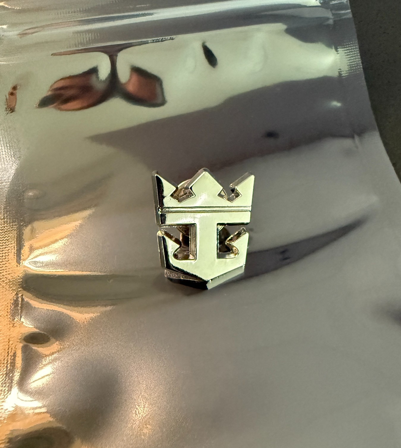 RARE Genuine Royal Caribbean Crown & Anchor Logo Metallic Lapel Pin Cruise Ship
