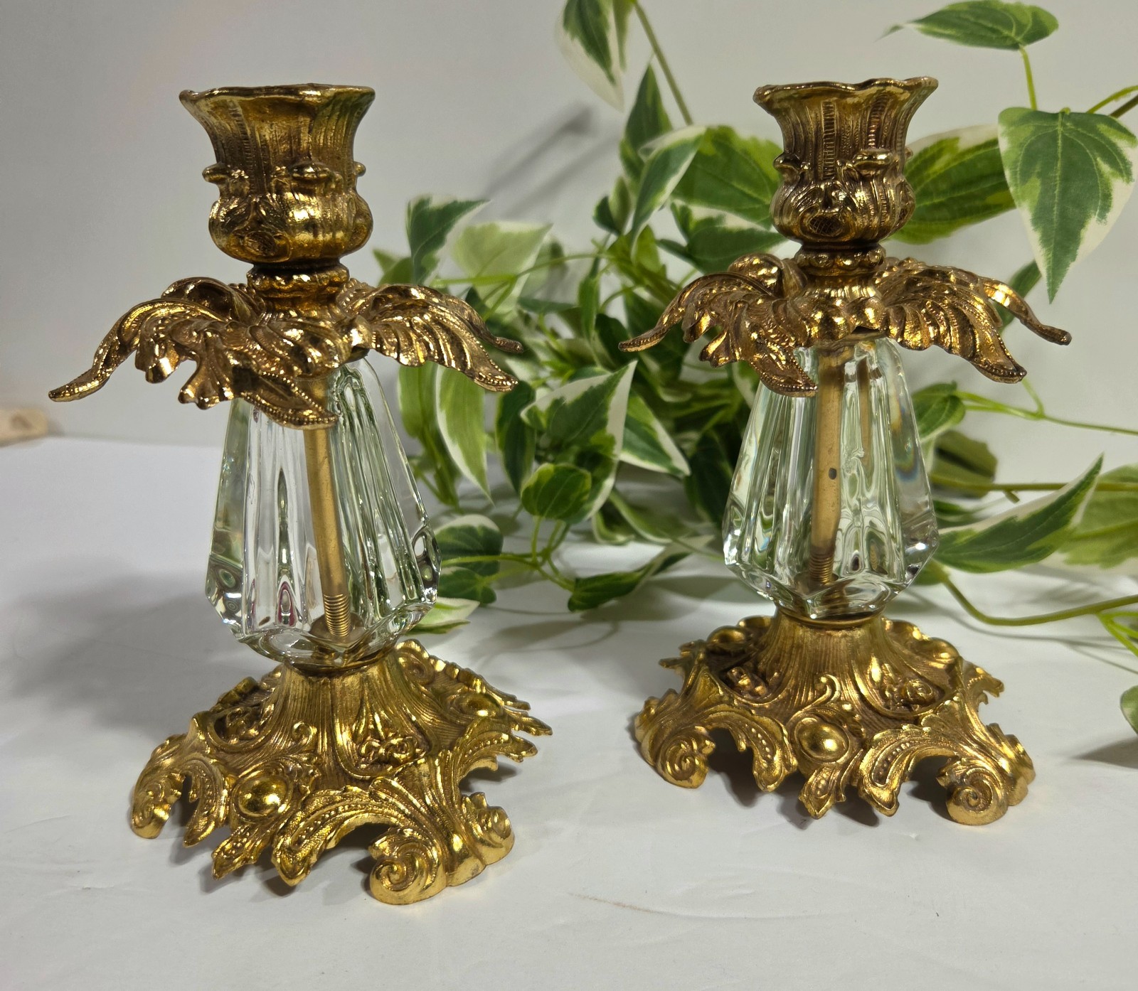 VTG L&L WMC Hollywood Regency #9320 Goldtone Metal/Brass? Candlesticks Pair VTG L&L WMC Hollywood Regency #9320 Goldtone Metal/Brass? Candlesticks Pair
