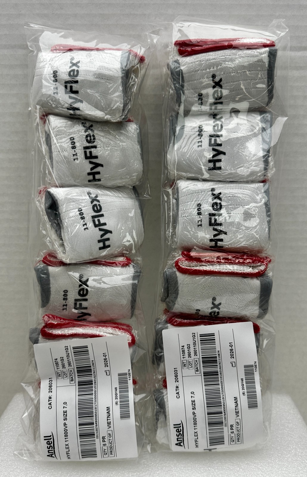 Ansell 11-800 Hyflex Foam Nitrile Palm Coated Gloves Size 7 Small -12 Pairs
