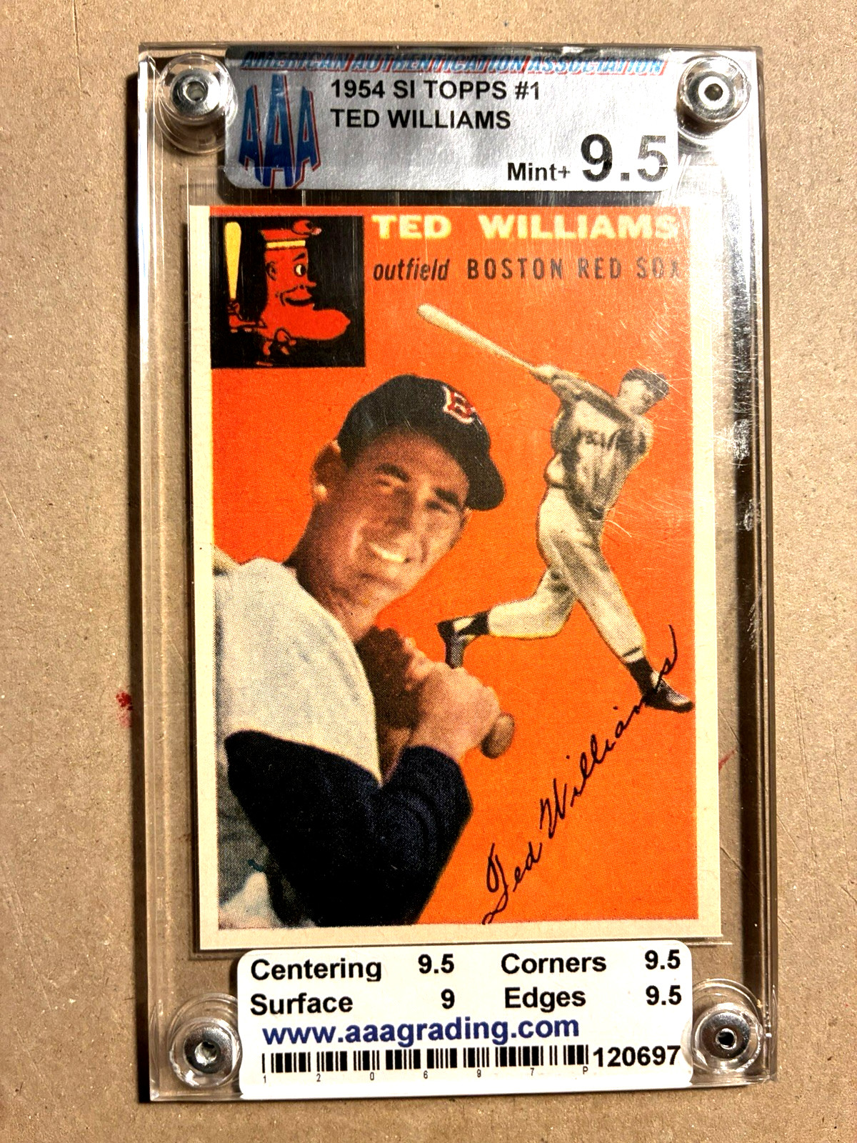 Beautiful & Rare, 1954 SI Tops, Ted Williams, #1, Graded 9.5, \