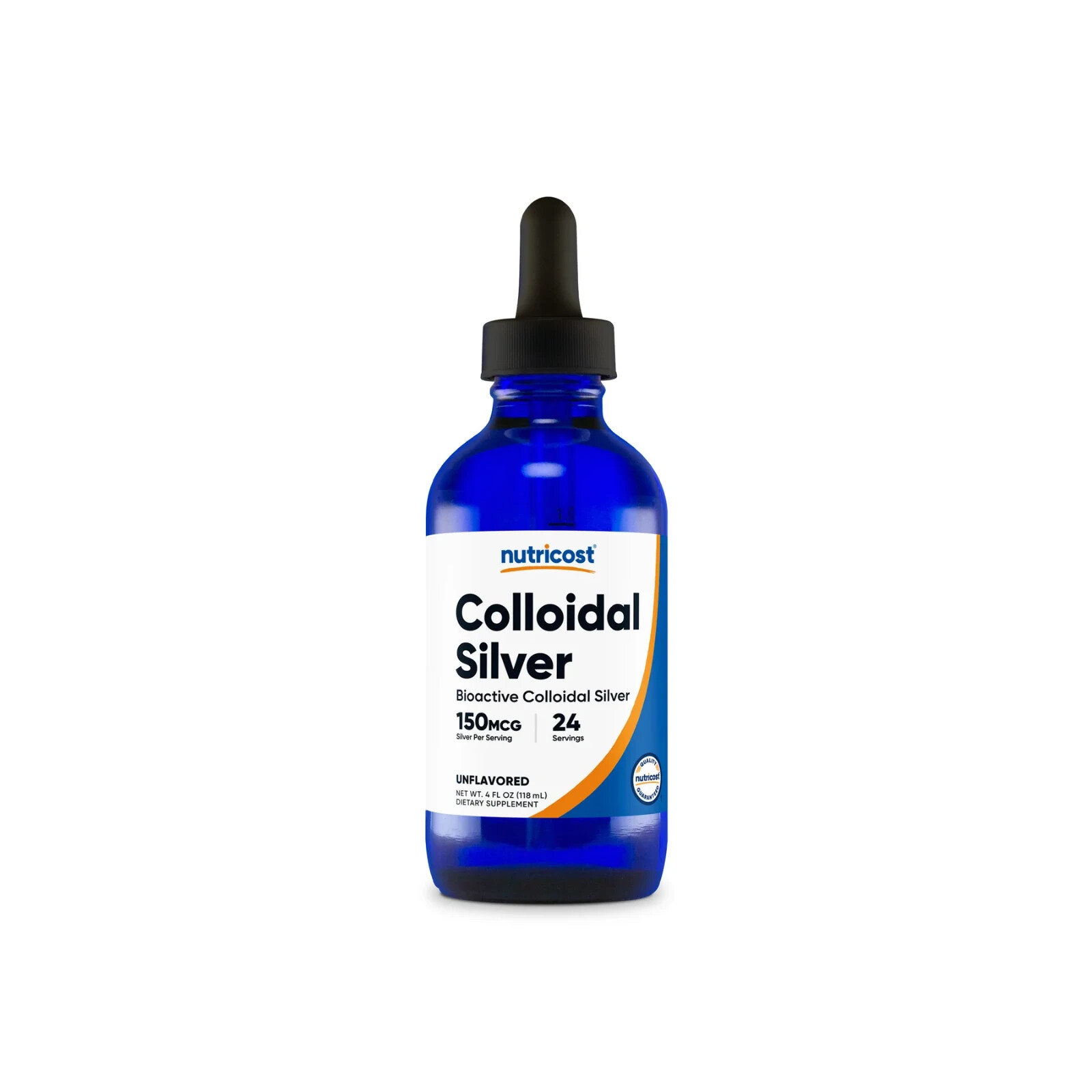 Nutricost Colloidal Silver 4oz 150mcg - Glass Bottle, Bio-Active - EXP 12/2027