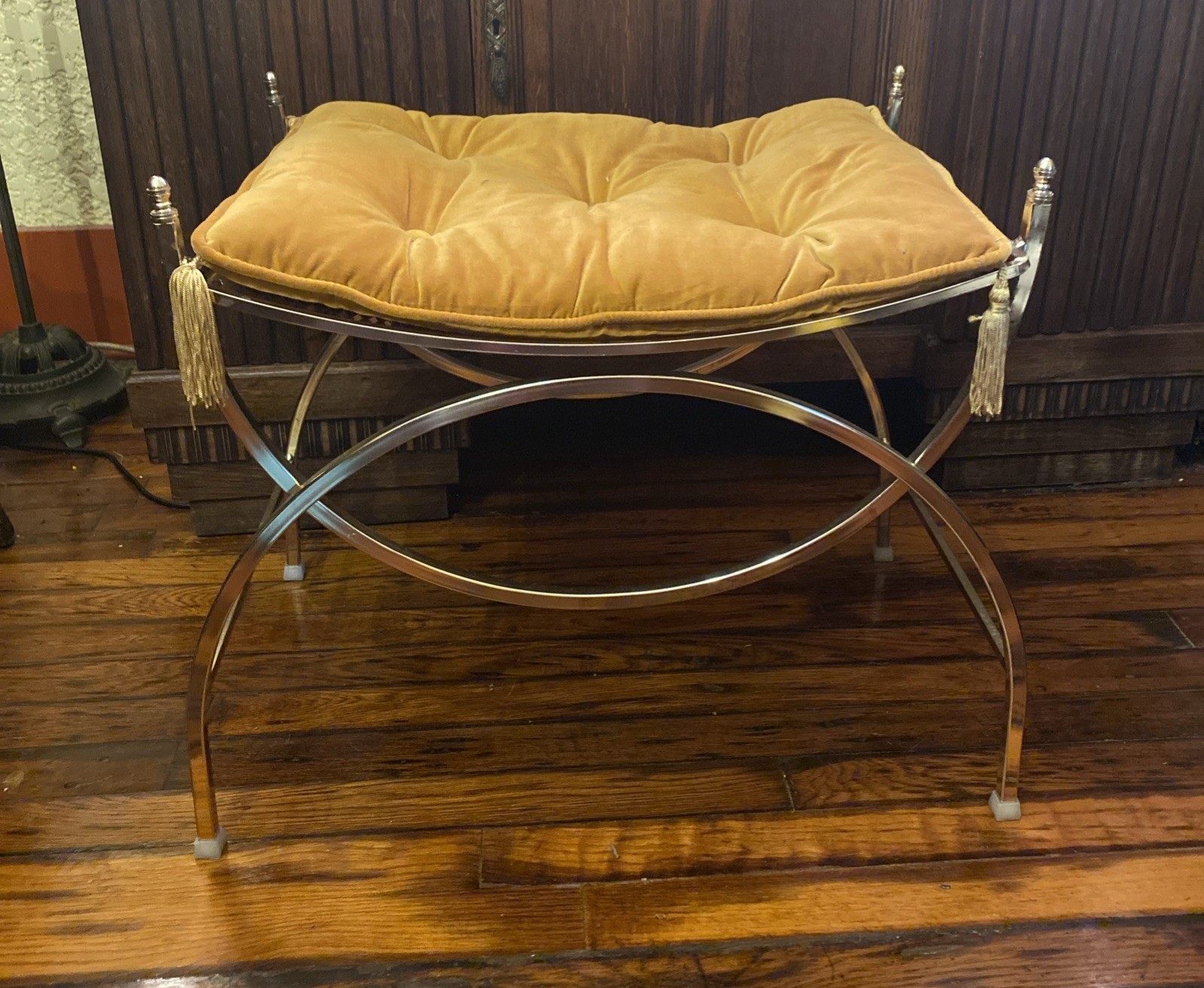Vintage Hollywood Regency Koch Originals Metal Padded Tufted Gold Seat 