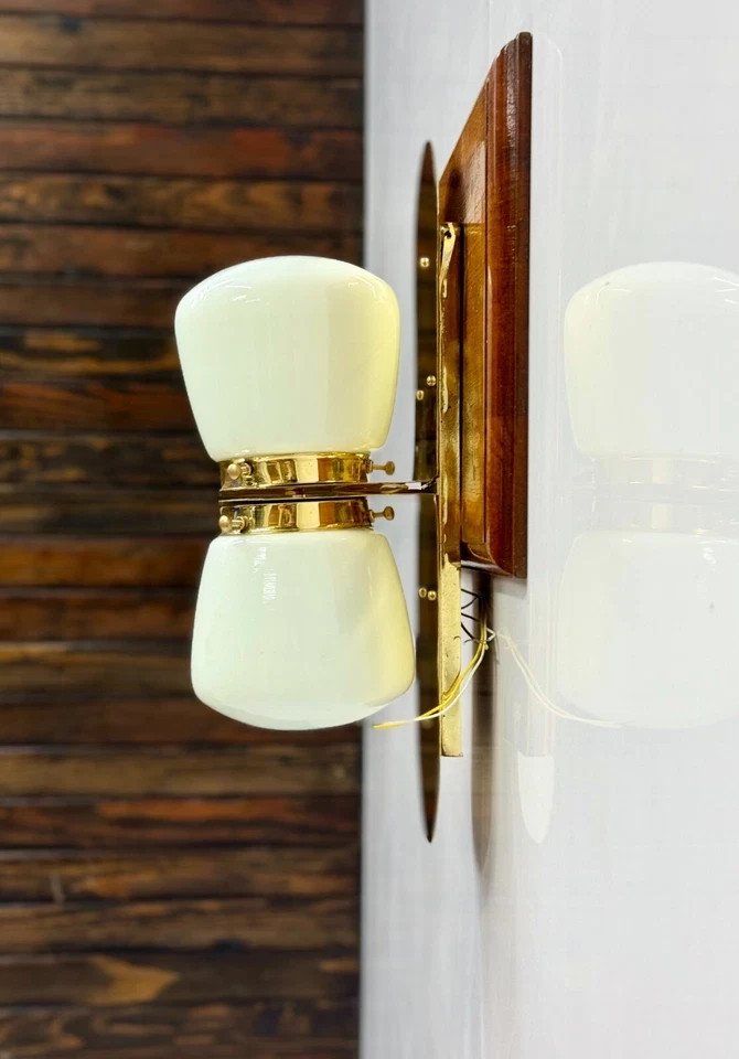 Antique Brass Nautical Marine Ceiling Wall Lamp White Glass Vintage Ship