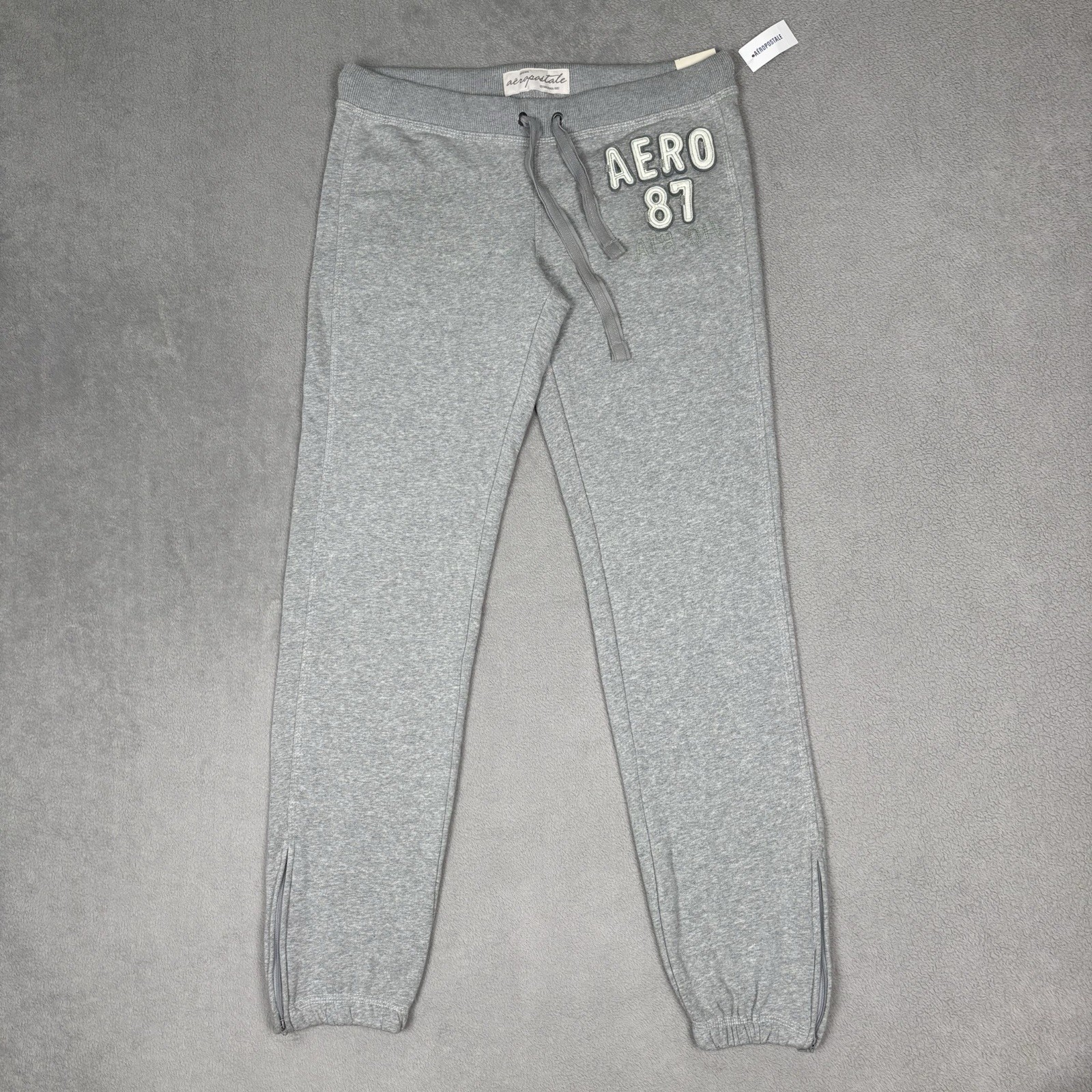 Vintage Y2K Aeropostale Sweatpants Womens XL Gray Tapered Low Rise Joggers NWT