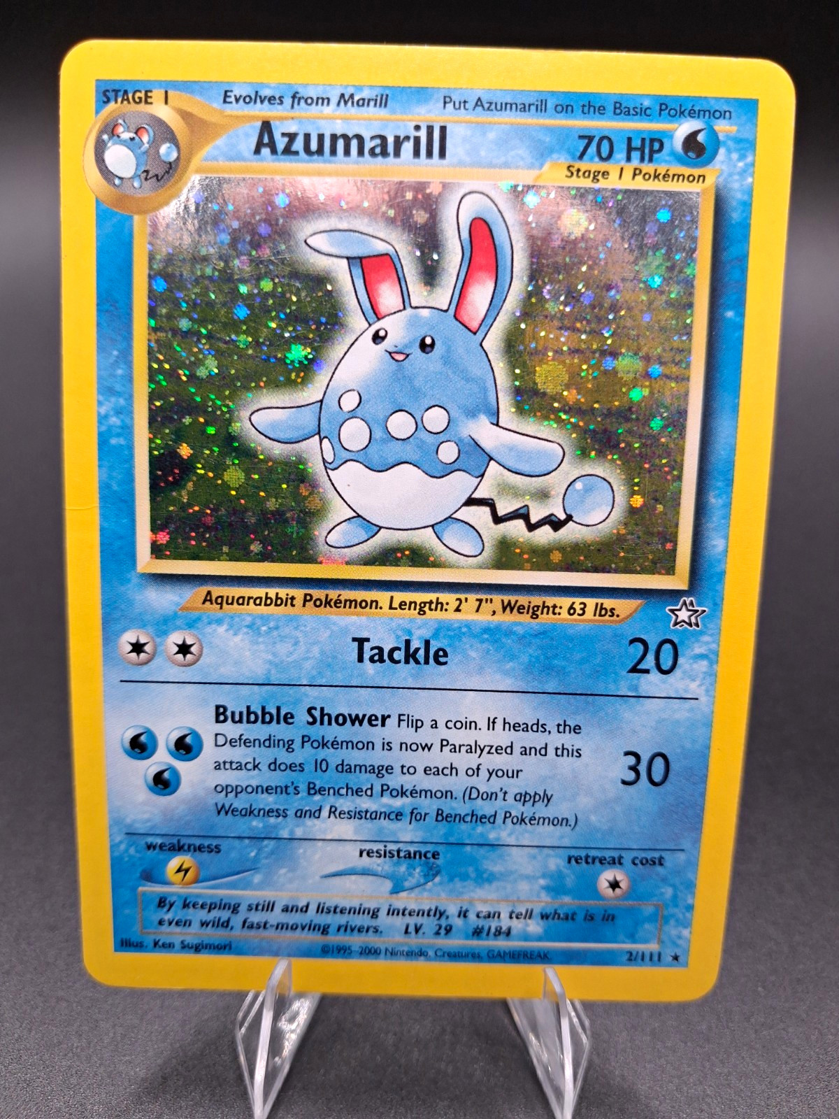 Azumarill 2/111 Holo Rare Neo Genesis English Unlimited 70 HP Azumarill 2/111 Holo Rare Neo Genesis English Unlimited 70 HP