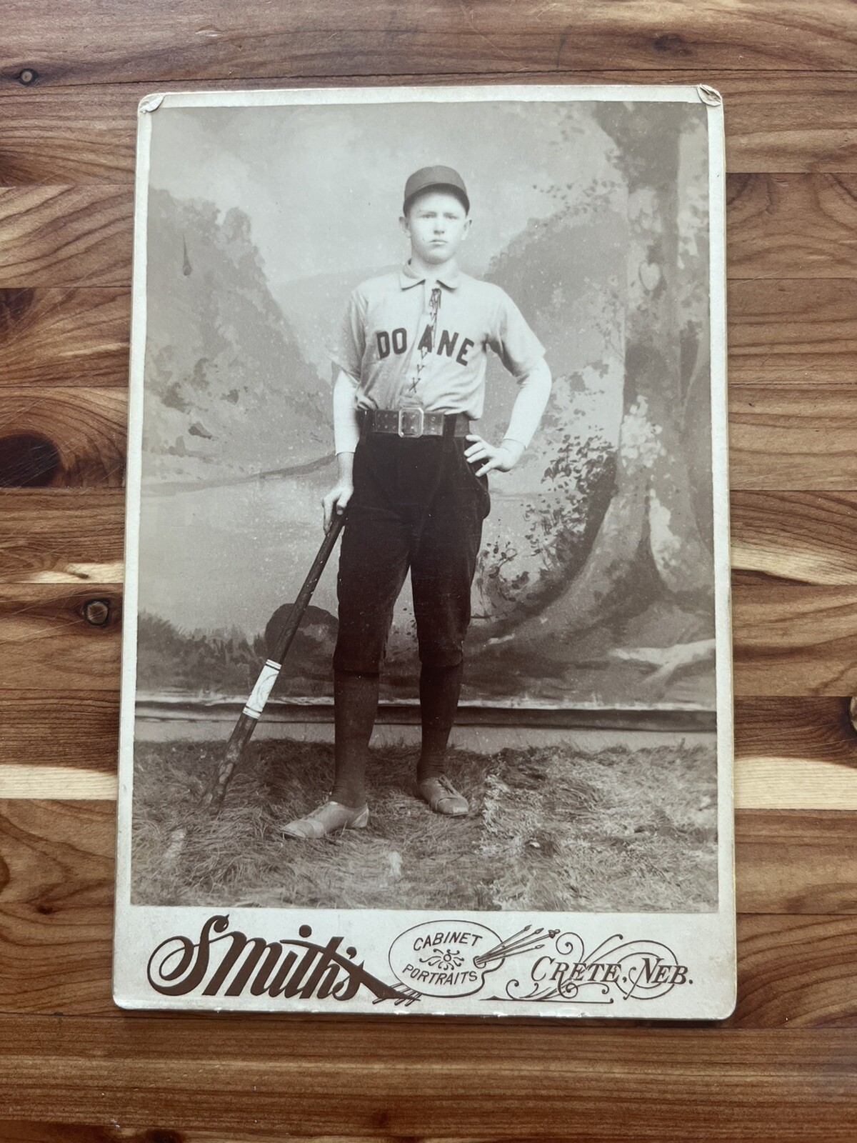 Original 1880s-90s BASEBALL PLAYER Doane University CABINET Card PHOTO Nebraska