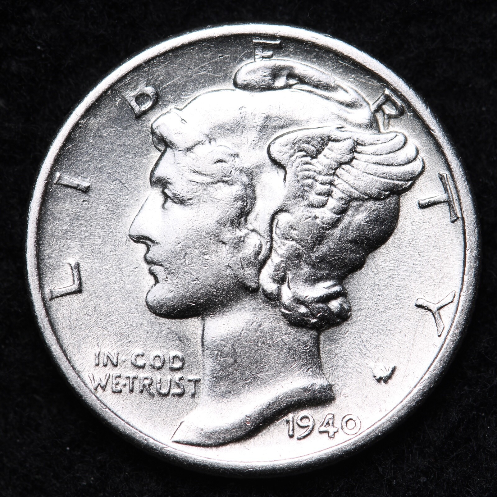 1940-D Mercury Silver Dime AU  