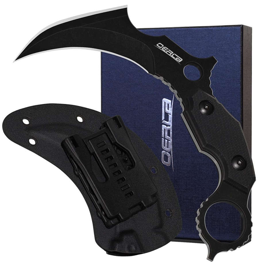 OERLA OL-0019BE Double Edge Karambit tactical Knife Full Tang 420HC Stonewashed