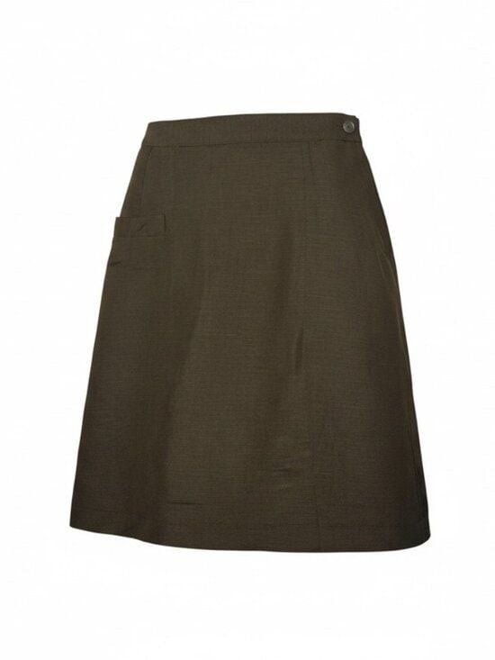 Vintage 90s NWT Collectible Gold Olive Linen A-Line Skirt Lined Pocket Size 10