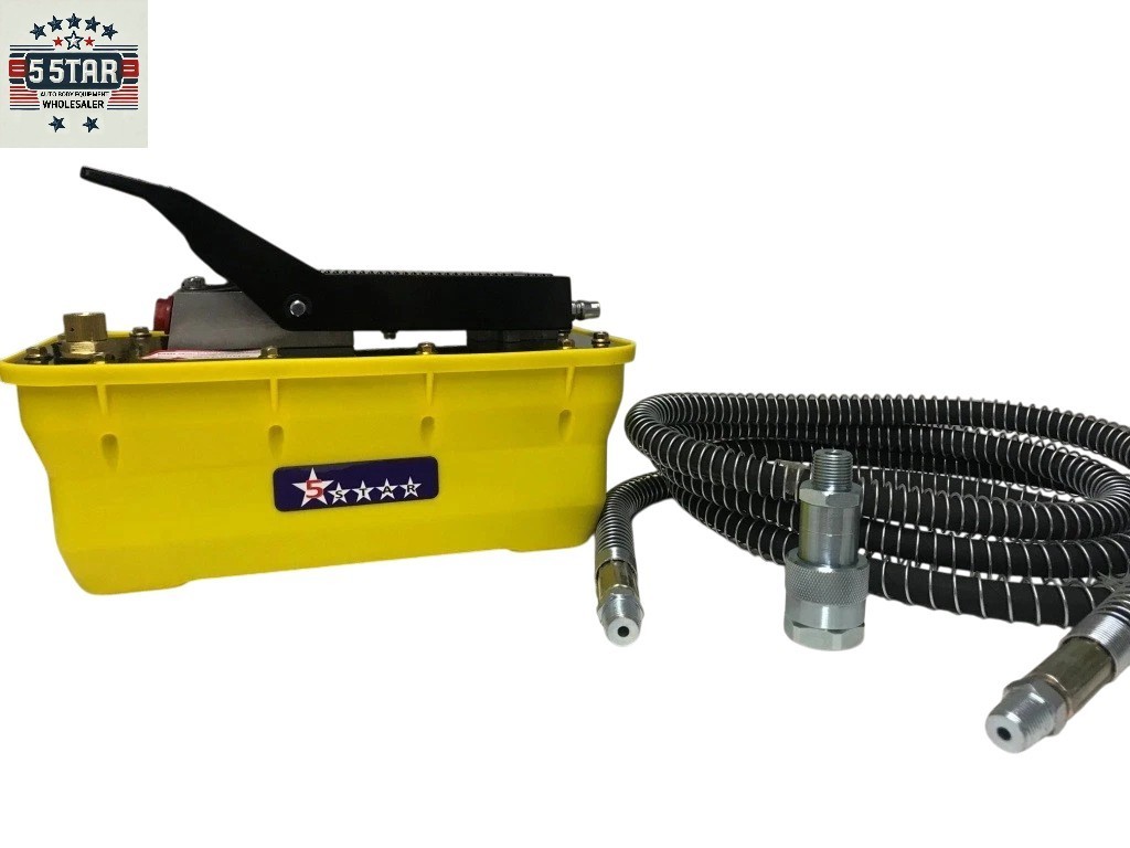 Air Hydraulic Foot Pump Pedal 10000 PSI 10ft Hose & Coupler Auto shop press fram