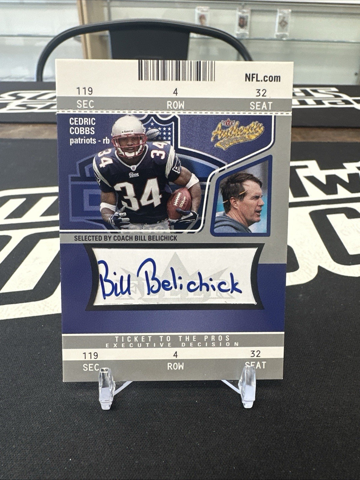 2004 Fleer Authentix Cedric Cobbs Bill Belichick Rookie RC Auto /250