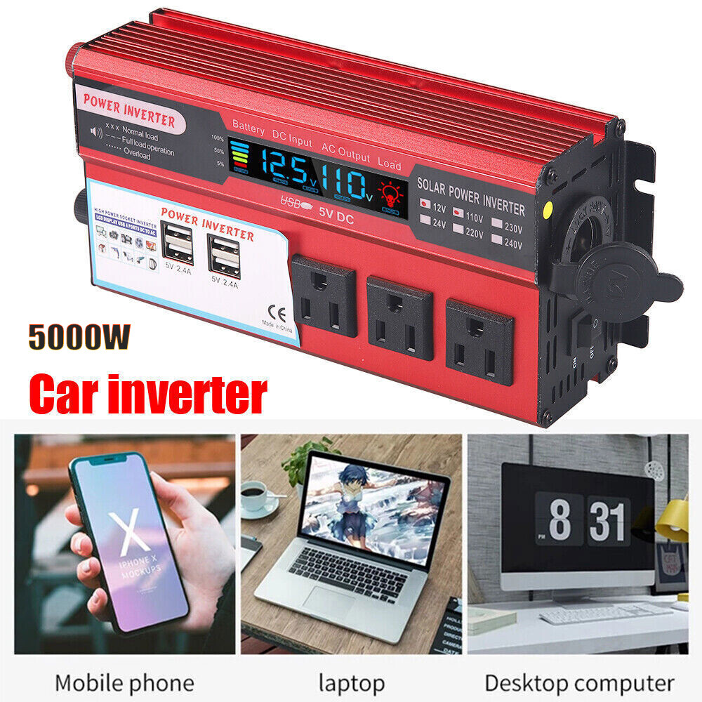 5000W Car Power Inverters DC 12v to 110v AC Inverter Converter for Car Vehicles
