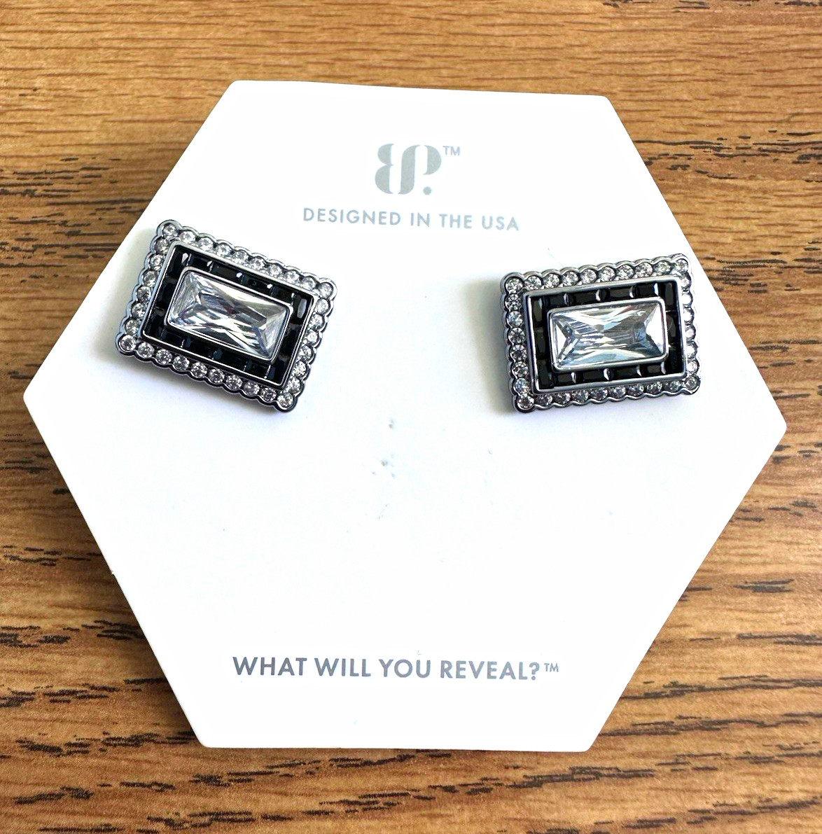 Bomb Party Calista Cubic Zirconia Stud Earrings Hematite Plated ER75470