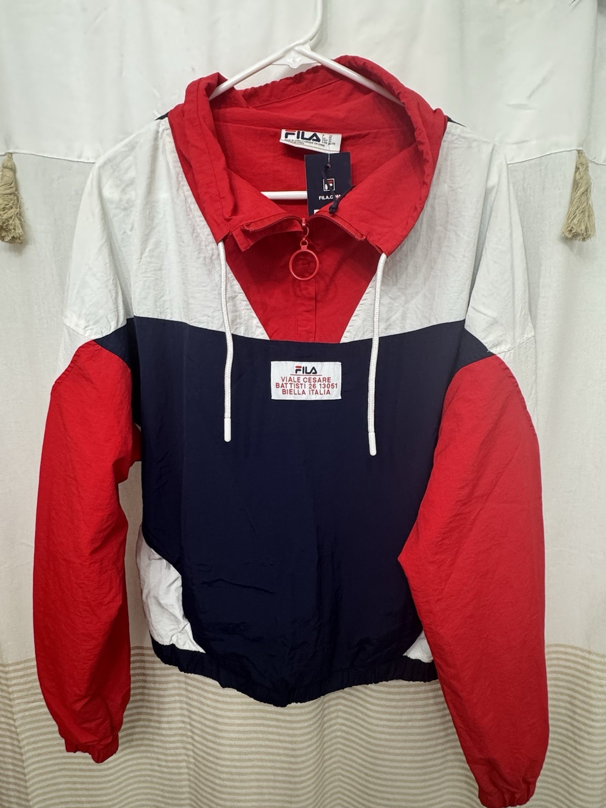 FILA Women’s Colorblock Windbreaker Jacket Full Zip Stand-Up Collar XL