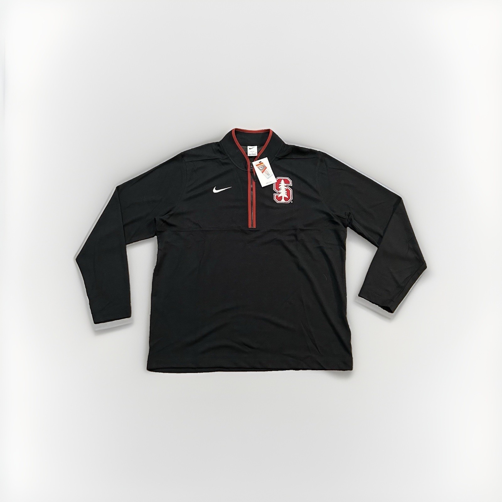 Nike Stanford Cardinal 1/4 Zip Dri Fit Sweatshirt Men’s Size XL Black Maroon NWT