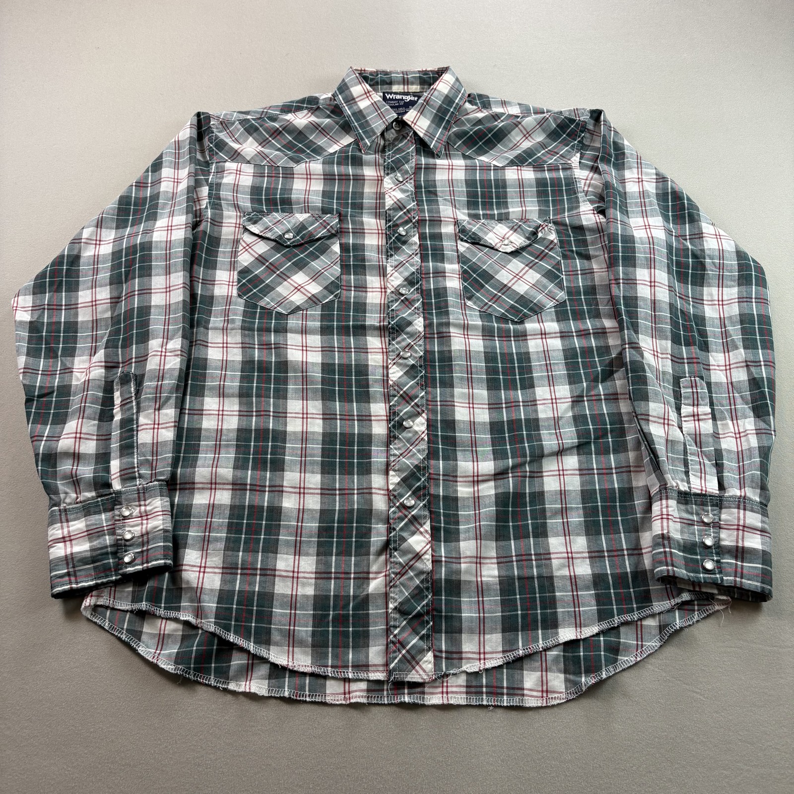 Vintage Wrangler Western Shirt Mens Large Green Plaid Pearl Snap Long Sleeve Vintage Wrangler Western Shirt Mens Large Green Plaid Pearl Snap Long Sleeve