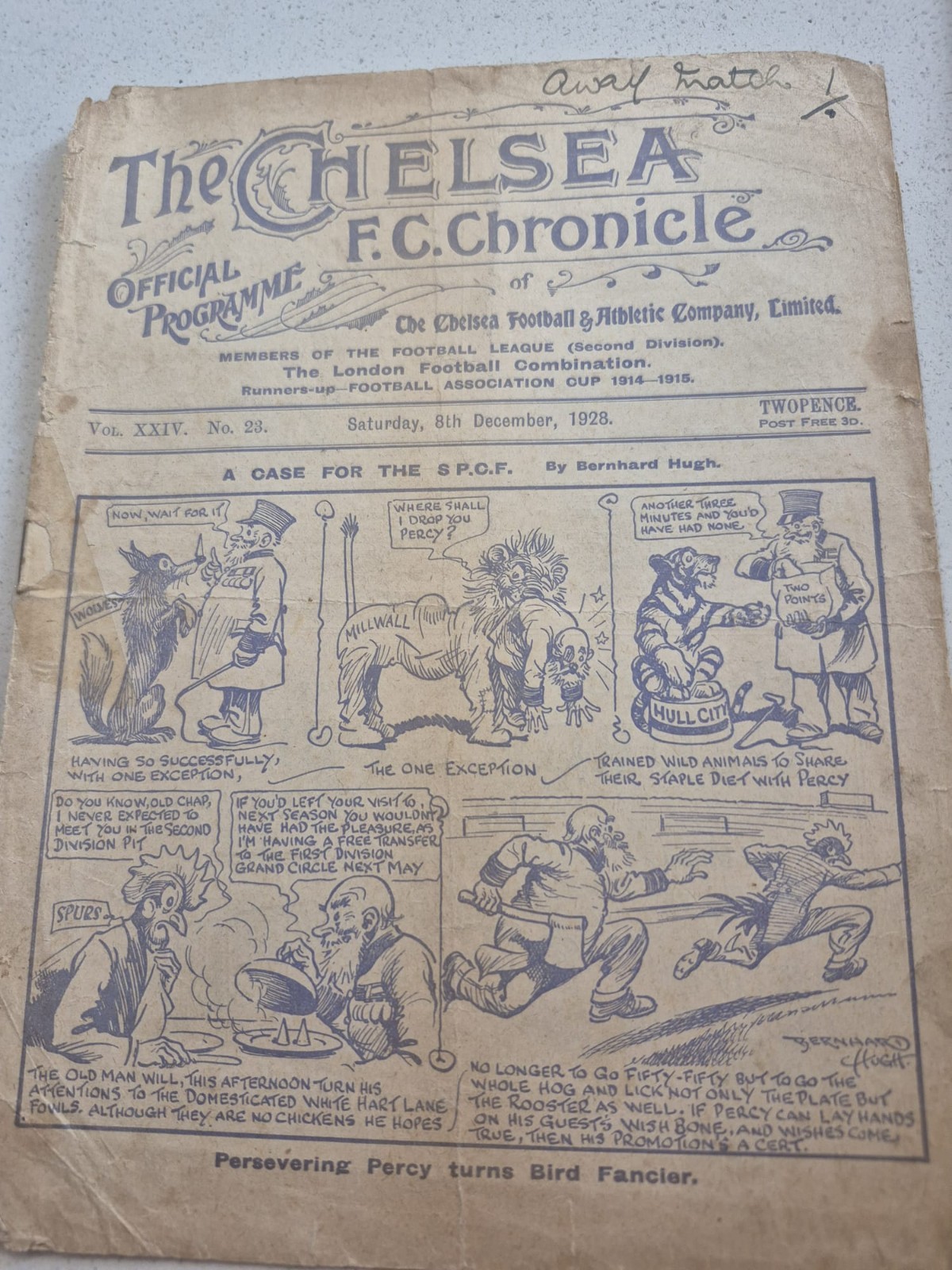 CHELSEA V TOTTENHAM PROGRAMME D2 1928/29