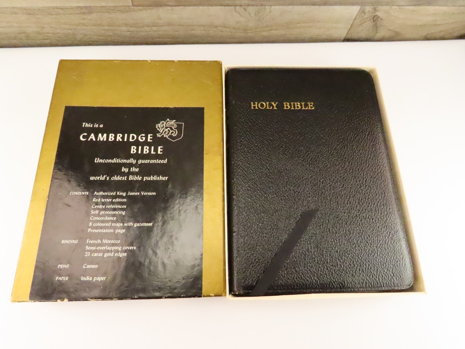 Cambridge Cameo KJV Bible Genuine French Morocco Leather Black 75XRL w/Box