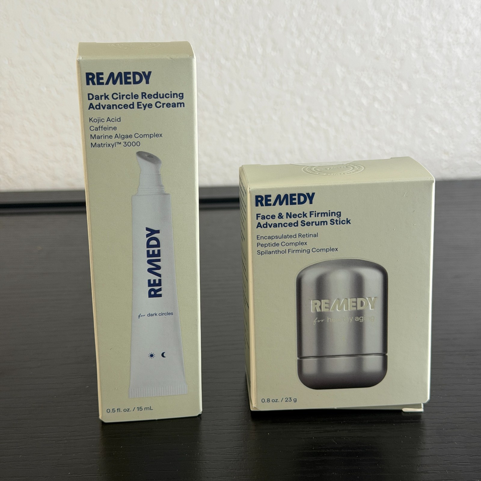 REMEDY Dark Circle Eye Cream & Face Neck Firming Serum Stick Set - New REMEDY Dark Circle Eye Cream & Face Neck Firming Serum Stick Set - New