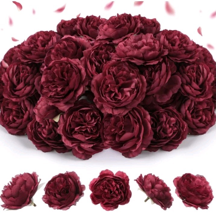 Thiccywoov 50 Pcs Artificial Flowers, 3.2 Inches Silk Rose Head Flowers Fake  52