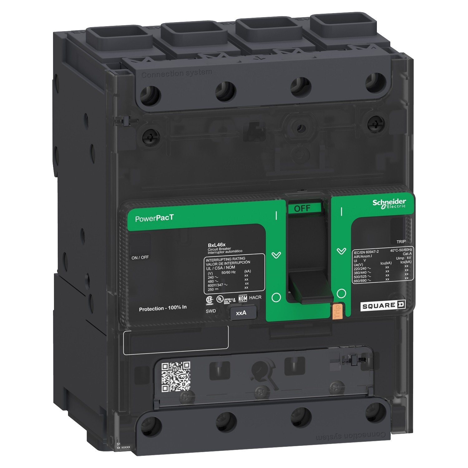 Schneider Electric BGF46100 Circuit breaker PowerPacT B 100A 4 pole 600Y/347VAC