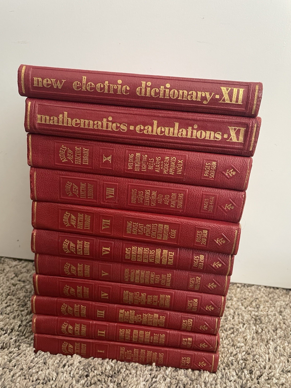 Vintage 1941-1942 Audel's New Electric Library Volumes 1-8, 10-12 Red Soft Cover