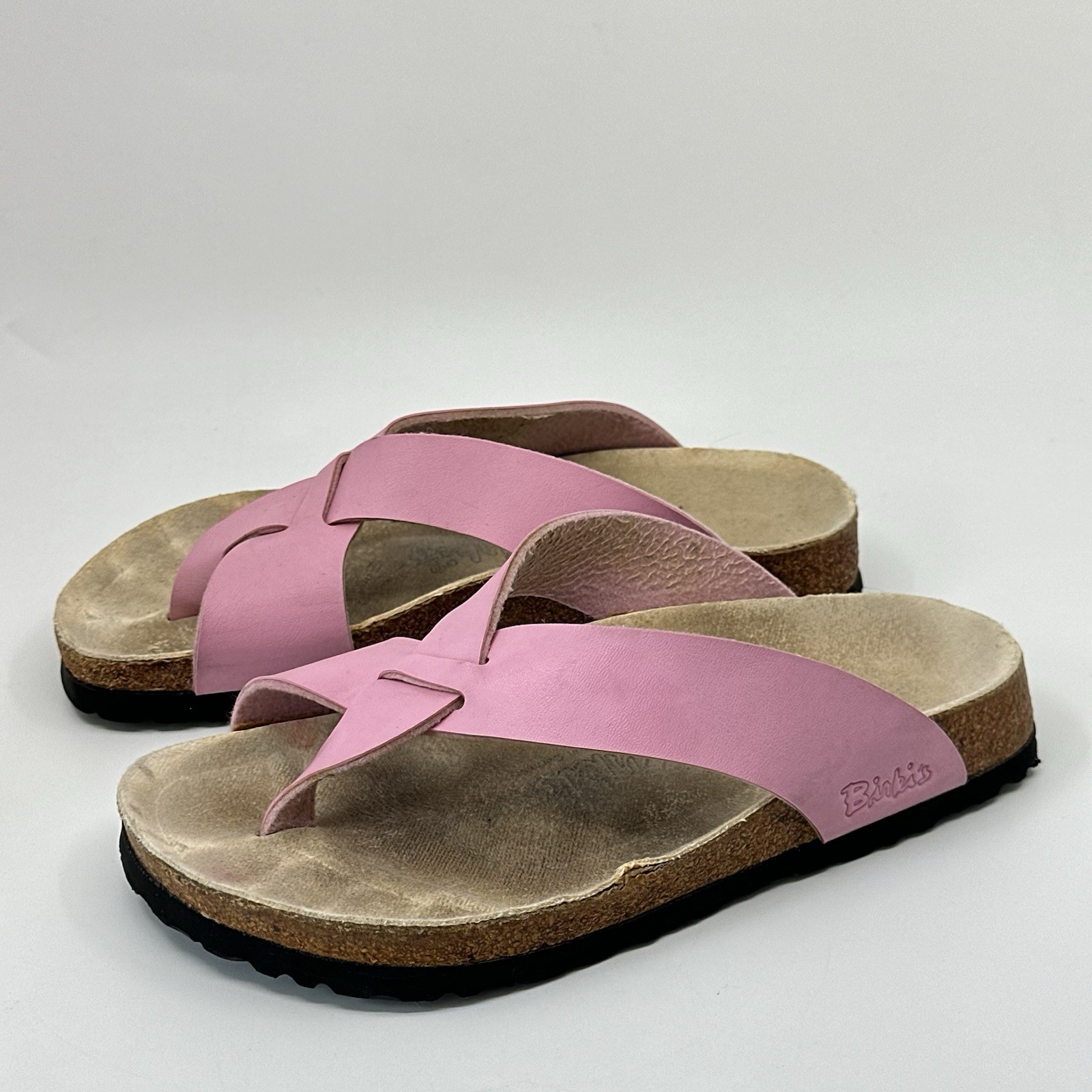 Birkis by Birkenstock Salina Pink Floral Cork Footbed Thong Sandals Womens 36 L5