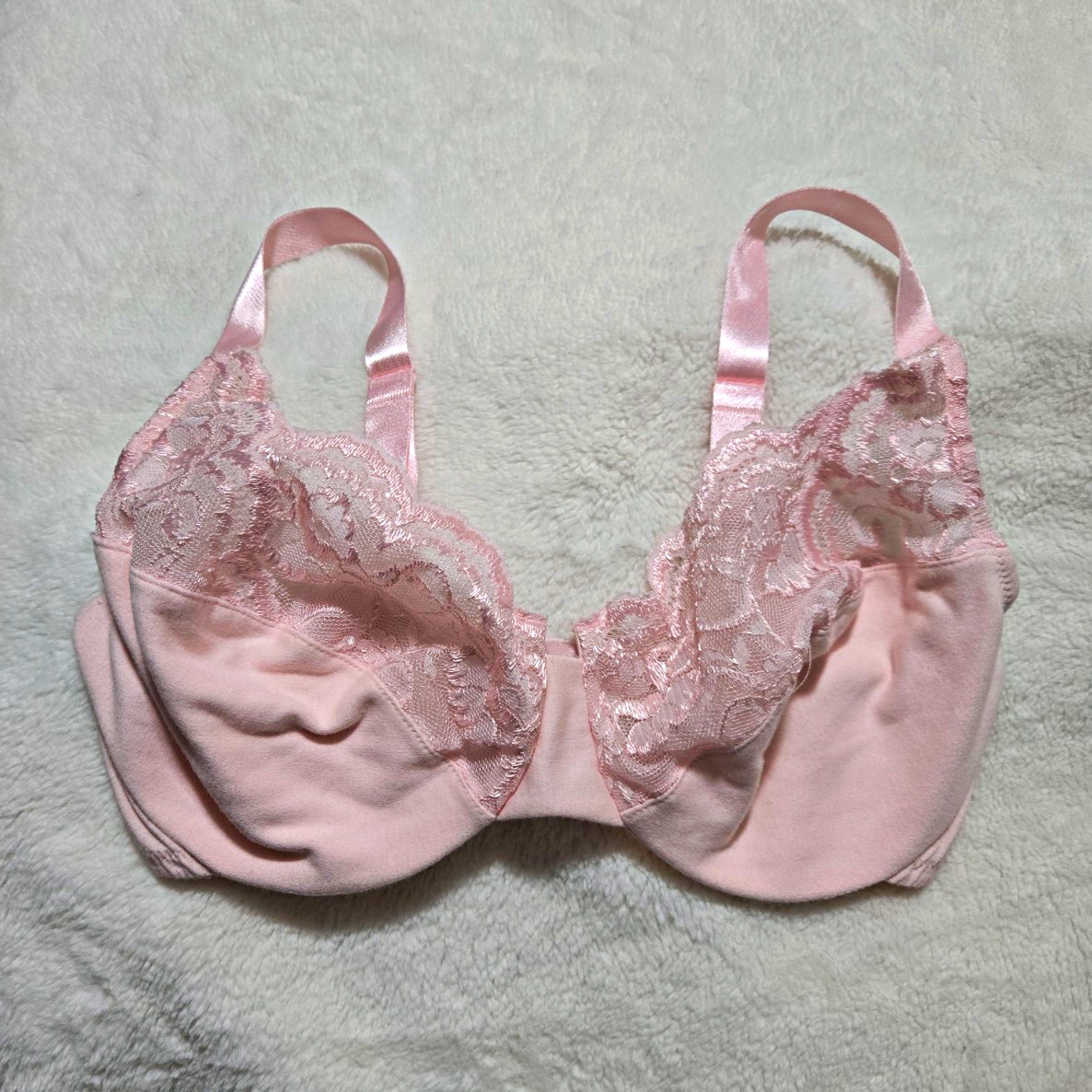 1996 Vintage Victoria\'s Secret Cotton Pink Lace Underwire Bra 38D Adjustable