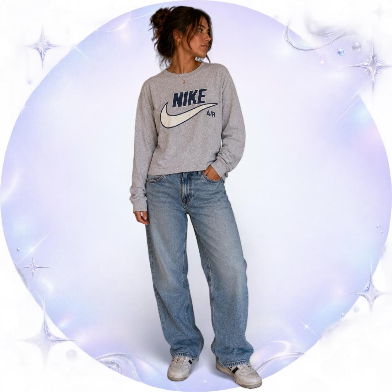 Vintage Nike Air Big Swoosh Gray Long Sleeve Graphic Tee Vintage Nike Air Big Swoosh Gray Long Sleeve Graphic Tee