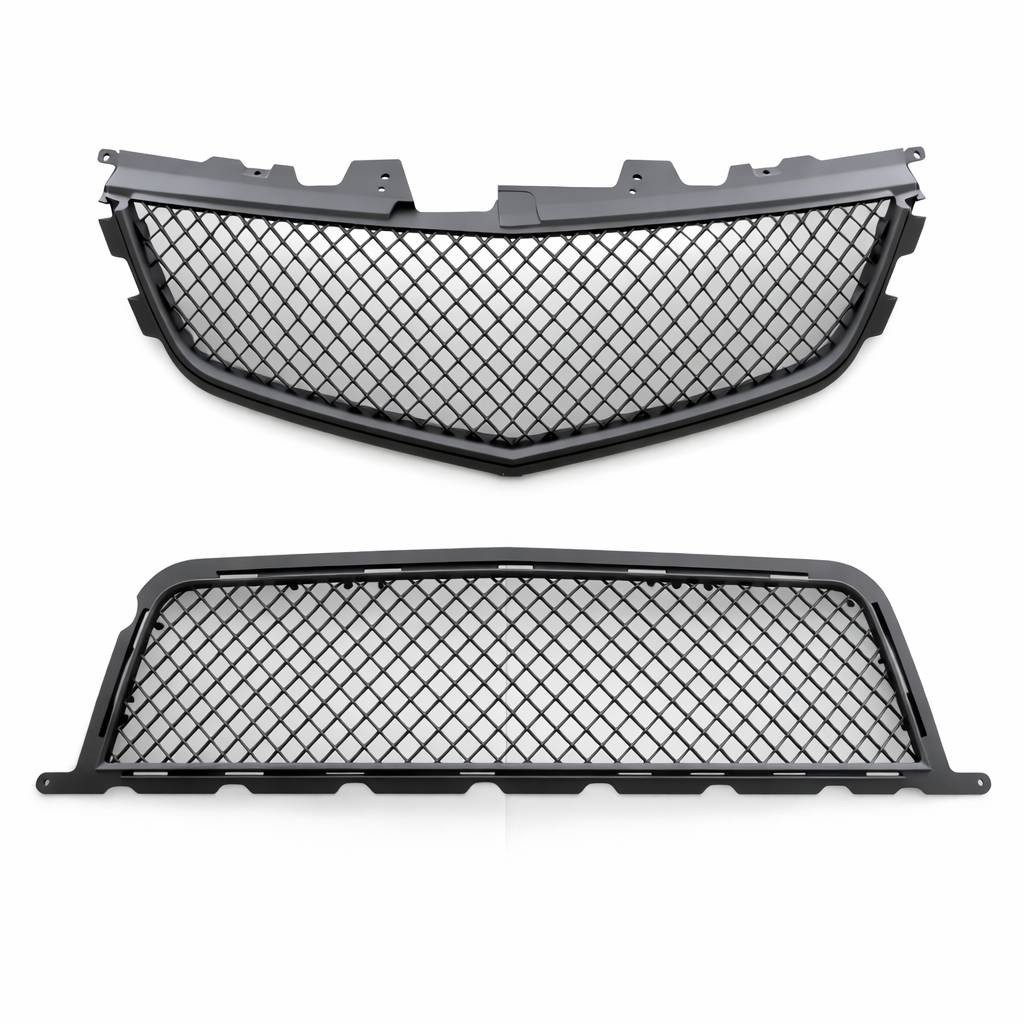 For 2008-14 Cadillac CTS-V CTSV Front Upper/Lower Main Grille Combo Matte Black
